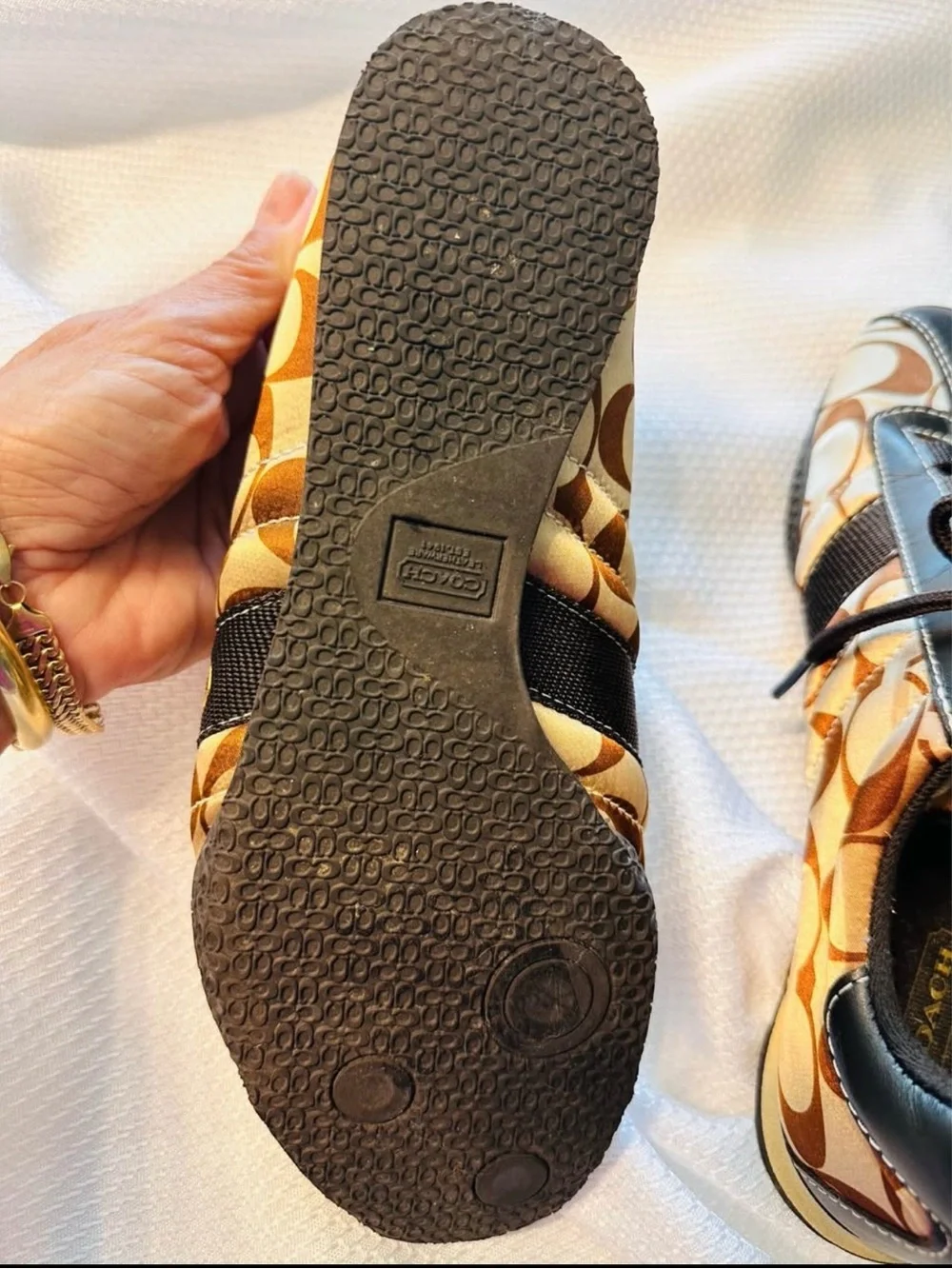 Coach Brown & Tan Signature-Print Lace-Up Sneakers
